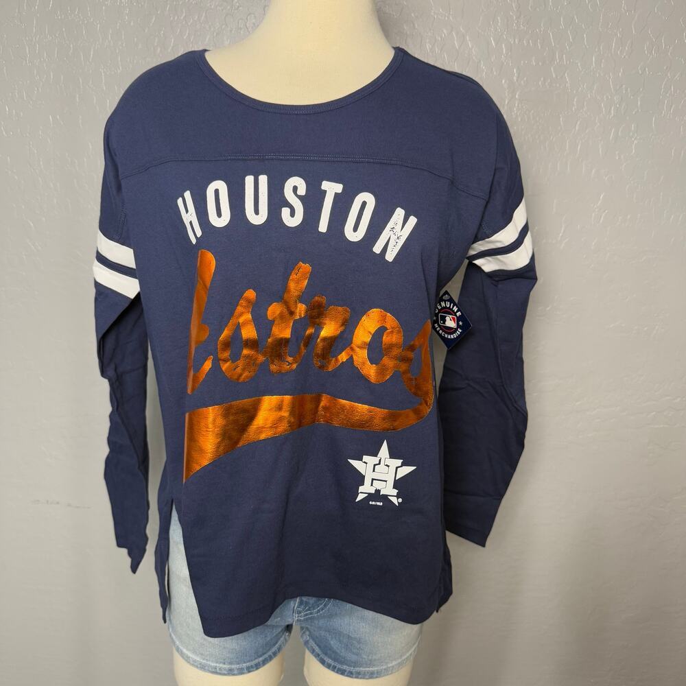 Womens Houston Astros G-III 4Her by Carl Banks Navy Free Agent Long Sleeve Shirt